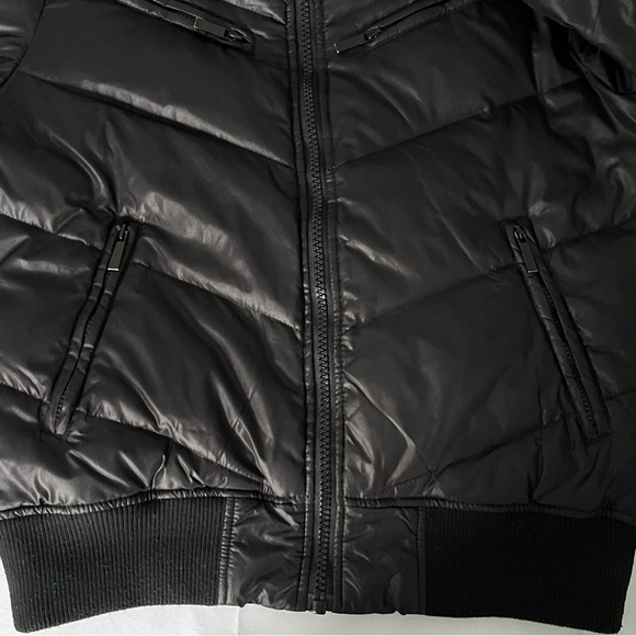 Avant Premier Homme Men’s Puffer Bomber Jacket Removable Hood Black Large - Picture 5 of 11